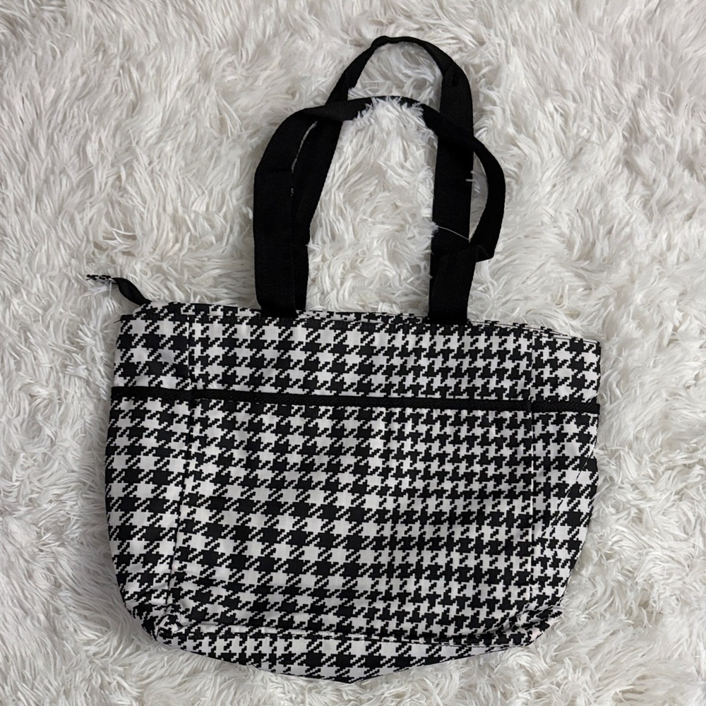 Stylish Black and White Houndstooth Tote Bag